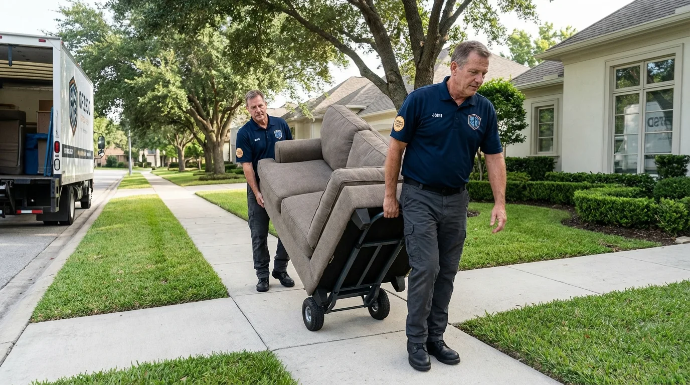 Local residential moving crew loading furniture in Drew, MS