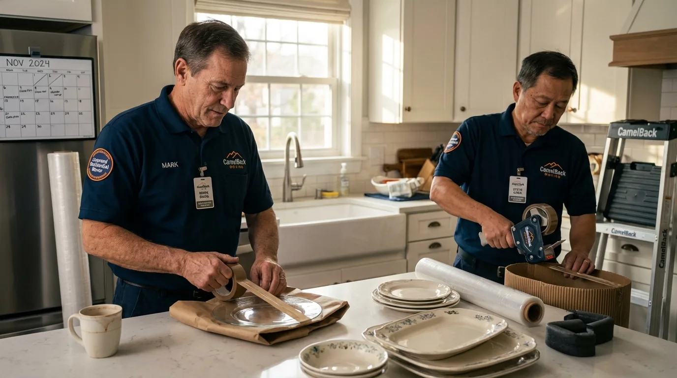 Professional crew packing kitchen dishware in Drew, MS